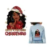 Black Girl Christmas Aufnäher zum Aufbügeln für Kleidung, Frauen, DIY-Wärmeübertragungsaufkleber für Kleidung, T-Shirt, Jeans, Rucksäcke, Kapuzenpullover, Applikation, Thermotransfer