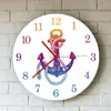 Horloges murales Vintage ancre mer minimaliste Quartz muet océan marin signe maison décorative arrondie suspendue montre marine cadeau