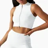 Yoga Outfit Mulheres Zip Up Sports Sutiã Top Suor Colete Jaqueta Workout Running Fitness Sem Mangas Stretchy Fitted Crop Tops