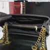 Lüks çanta omuz çantası kadın kız marka moda tasarımcısı dikiş deri deri altın metal zincir siyah clamshell messenger zincir çantalar