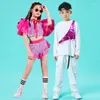 Bühnenkleidung Street Dance Kostüm für Kinder Mädchen Crop Top Shorts Pailletten Hip-Hop Outfit Jungen Weiß Sets Kinder Kleidung 5-14 Jahre