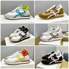 Luxury Casual Shoes Flow Runner Genuine Leather Suede Comfortable Jogging Shoes Men Nylon Breathable Non-Slip Rubber Sole Sneakers Best Quality Unisex Shoes 07