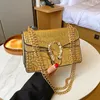 wholesale ladies shoulder bags 8 colors street popular crocodile chain bag flip patent leather glossy women handbag simple personality buckle backpack 6619#