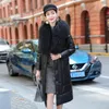 Women's Leather Jacket Winter Genuine Women Wool Fur Collar Long Sheepskin Coat Female Korean 90% White Duck Down Jac2023