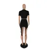 レディースツーピース服デザイナー2023新しい夏のファッションレタークロップトップトップスリーブスカートセット