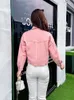 Damen Leder 2023Herbst Frauen Kurze Lose Fit Schaffell Echte Jacke Taschen Revers Kragen Einreiher Casual Moto Biker Mantel