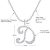 KRKC Vrouwen Bling 14k Zirconia Goud Zilver Roestvrij Stalen Sieraden a-z CZ Diamant Brief Hanger Ketting Eerste Hanger