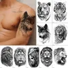 Tillfälliga tatueringar mäns tillfälliga tatueringar tiger lejon varg tatuering klistermärken falska tatuering för kvinnor arm ben ärm ärm kroppsmakeup tatoo vattentät z0403