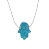 Pendentif Colliers 2023 Mode Bleu Blanc Opale Hamsa Collier Main Fatima Chaîne Transparente Foulard Femmes Bijoux Collier Cadeau