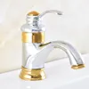 Bathroom Sink Faucets Basin Faucet Chrome Gold Brass Cold And Water Single Handle Mixer Tap Deck Mount Tnf302