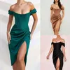 Sukienki swobodne eleganckie satynowe imprezę dla kobiet seksowne bez ramiączek gorset push up high split klubowy sukienka lady bodycon vestidos