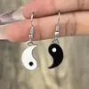 Boucles d'oreilles pendantes en émail Tai Chi Gossip Drop pour femmes, couleur noir et blanc, pendentif boule ronde, boucle d'oreille pour Couple d'amitié