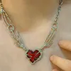 Pendant Necklaces Gothic Red Peach Heart Necklace Sliver Ghost Claw Love Short Choker Punk Exaggerated Clavicle Chain For Women Jewelry