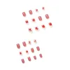 Unhas falsas rosa e borboleta temperamento curto wearable realce de unhas com branco para linda menina arte imprensa em