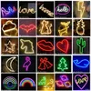 Night Lights LED Neon Night Light Sign Wall Sign Night Lamp Xmas Birthday Gift Wedding Party Wall Hanging Neon Lamp Home Decor Usb Battery P230331