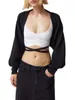 Dames Gebreide Bolero Bolero Ballonmouwen Cropped Fit Trui Effen Kleur Zacht gebreide stof Tie-Up Cardigan Street chic