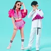 Bühnenkleidung Street Dance Kostüm für Kinder Mädchen Crop Top Shorts Pailletten Hip-Hop Outfit Jungen Weiß Sets Kinder Kleidung 5-14 Jahre