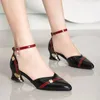 Sandalen hakken Slingback Women Woman Low Hoof Heel Pointy Toe Gladiator Sandalias Ladies Hollow Out Brand Shoes 230403 760 S