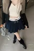 Vestidos de trabalho americano meninas terno feminino oco manga longa cardigan com decote em v suspender topo plissado mini saia conjunto de 3 peças roupas femininas