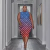 女性用プラスサイズCy9085夏の人気の大ファッションプリントノースリーブドレス