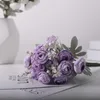 Dekorativa blommor vackra hortensia rose konstgjorda hem bröllop dekoration hög kvalitet höstbukett mousse pion falskt