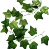 Fleurs décoratives Plantes Suspendues Artificielles Liane Soie Faux Feuilles De Lierre Pour Mur Guirlande Verte Décoration Décor À La Maison Parti Vignes 240cm Feuille