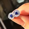 Stud -oorbellen Caoshi chique vrouw voor verlovingsceremonie Bright Blue Zirconia geschenk sierlijke vrouwen accessoires bruiloft