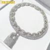 Hänghalsband silverfärg CZ Lock Necklace 5mm Tenniskedja Iced Out Bling Cubic Zircon Charm Choker för män Kvinnor Hip Hop Jewelry 231102