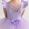 Dancewear Sparkle Ballet Tutu Skirt Artistic Gymnastics Mesh Girl Leotard Flutter Short Sleeve Ballerina Princess Dress Up Costume Korea 231102