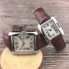 Montre à quartz carrée en or Rose, amoureux de la mode, hommes et femmes, montres-bracelets en argent pour hommes et femmes, cadeau de saint-valentin, livraison directe, horloge d'affaires en cuir de luxe