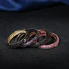 Band Rings s925 silver Colorful zircon black gold ring for women full wedding party engagement high quality jewelry gift 231102