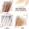 Decorative Flowers BEAU-60 Pieces Dried Pampas Grass Decorations - Natural Flower Bouquets For Boho Decor Home Floral Arrangements