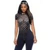 LOVE6601 Women's T-Shirt New Product Pullover Print Breathable Perspective Fit Elastic Mesh Top