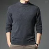 Camisolas masculinas de lã de ovelha clássico sólido camisola 2023 outono inverno mock neck malha roupas puro masculino jumper manga longa