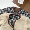 Jackets 2023 Korean Winter Baby Boys Coat Plus Velvet Thick Reversible Plsid Infant Parkas Warm Pocket Toddler Jacket