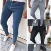 Мужские однотонные узкие джинсы для отдыха, обтягивающие брюки, облегающие джинсовые брюки, повседневные мужские облегающие модные броские эластичные брюки Jogger212d