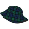 Berets Spring Headwear Rustic Green And Blue Black Watch Plaid Holiday Bucket Hat Trendy Sun Bob Fishing Caps Outdoor