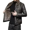 Jaqueta masculina de couro falso marca 2023, jaqueta de manga comprida com gola virada para baixo, casaco masculino sólido com zíper outono inverno 231102