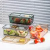 Garrafas de armazenamento caixa de geladeira frutas vegetais manter alimentos frescos organizador plástico transparente selado recipiente despensa freezer recipientes