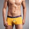 Caleçons hommes bambou drôle Sexy hommes sous-vêtements boxeurs dessin animé ours oiseaux hommes culottes grand renflement mince Boxer Hombre