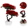 Dekoratif Çiçekler 1pc House Haksız Pot Yapay Bonsai Ağacı Sahte saksı bitkileri