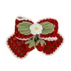 Pinces à cheveux avec nœud papillon rouge tricoté à la main, épingle à cheveux fraise, couvre-chef à la mode, accessoires pour cheveux d'enfants, cadeau d'anniversaire