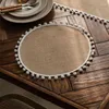 Tapetes de mesa placemat prato juta placemats redondo à prova dwaterproof água decorativa cozinha lugar esteira isolamento térmico para banquete casamento jantar