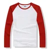Mäns T-shirts höst/vinterlång ärm Men's Multi Color O-Neck 100% Cotton Men's Casual Slim Fit Raglan Dress T-shirt 230403