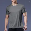 Herren-T-Shirts Herren-Kurzarm-Sportshirt Schnell trocknendes Lauf-T-Shirt Atmungsaktives Fitness-Oberteil aus Eisseide Gym-Fußball-Trikots Herrenkleidung