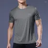 Heren t shirts heren heren korte mouw sport shirt snel droog hardlopen t-shirt ademende fitness top ijs zijden gym voetbal jerseys man kleren