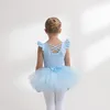 Dancewear Sparkle Ballet Tutu Skirt Artistic Gymnastics Mesh Girl Leotard Flutter Short Sleeve Ballerina Princess Dress Up Costume Korea 231102