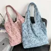 Bolsas de compras Bolso bordado de verano Jacquard Rose Tote Bag College Student Commuter Femenino Gran capacidad