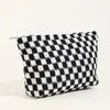 Cosmetic Bags Korean Style Knitted Checkerboard Bag Large Capacity Portable Makeup For Women Daily Pouch Organizer