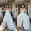 2023 robes de mariée robe nuptiale en dentelle de dentelle Appplique STALTS SATIN Satin une ligne ruched Sweeptrain Custom Plus Size Country Beach Vestido de Novia